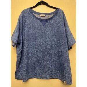 Alpine design women's French Terry shirt, XXL, blue bandanna‎ print NWT